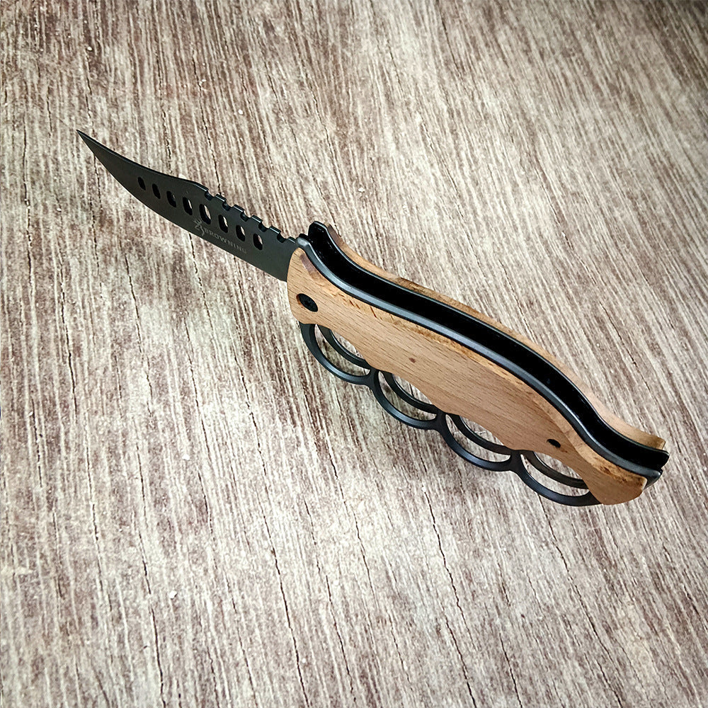 Stainless Steel Wood Handle Outdoor EDC Knife