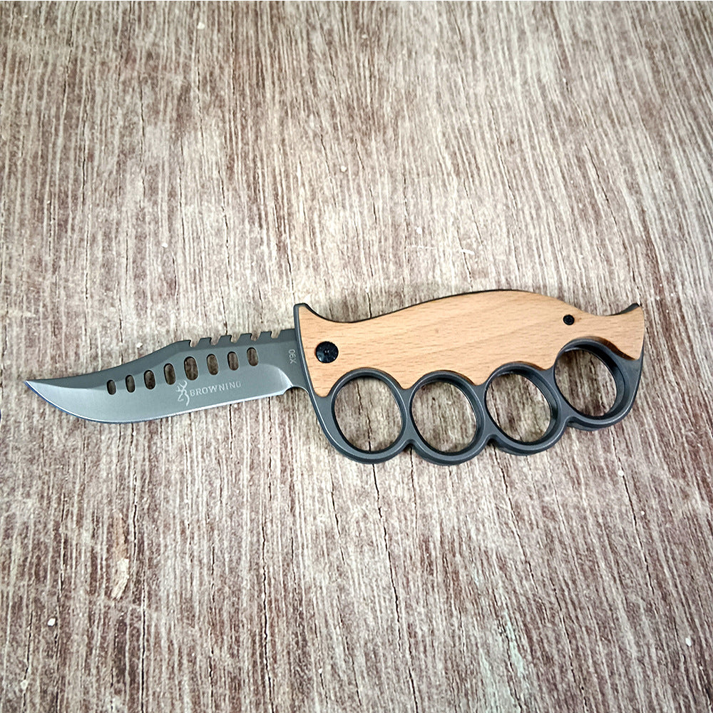 Stainless Steel Wood Handle Outdoor EDC Knife