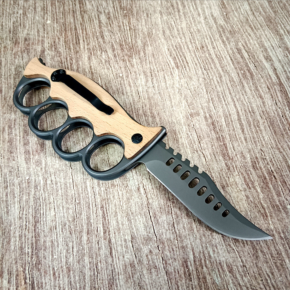 Stainless Steel Wood Handle Outdoor EDC Knife