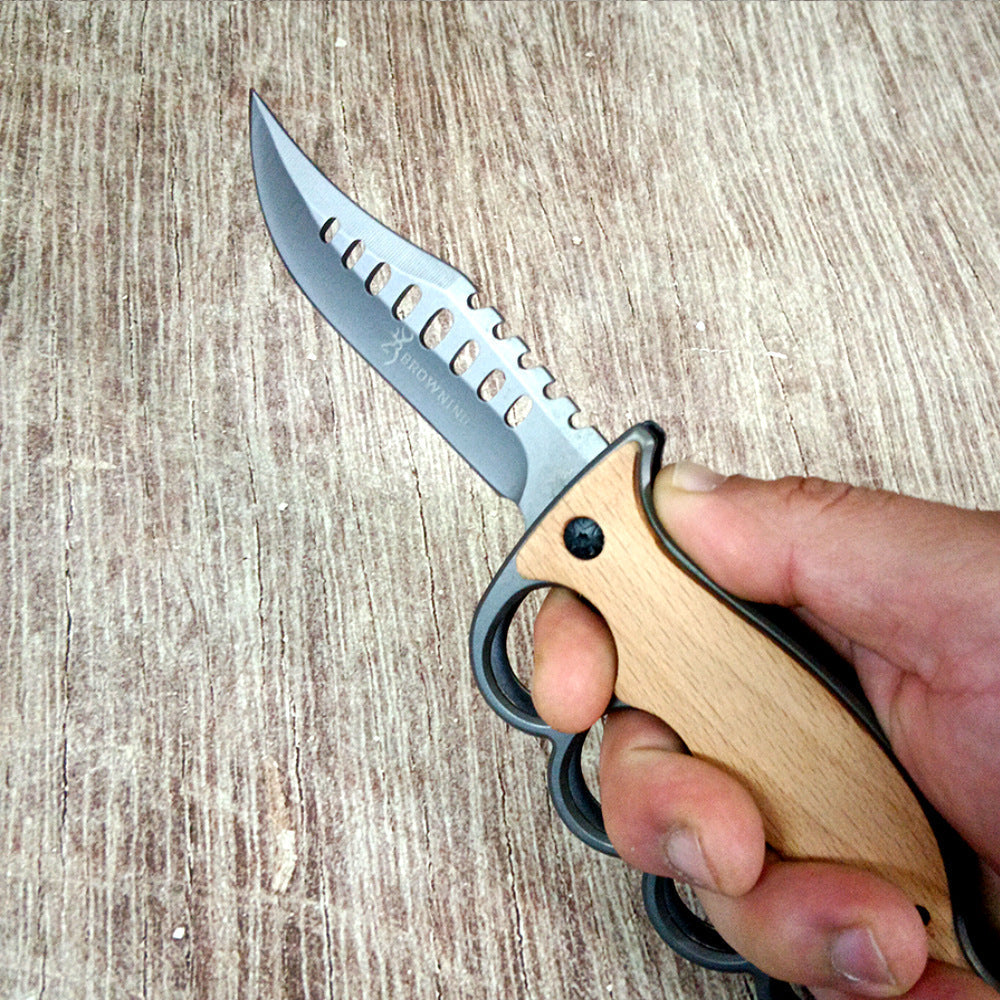 Stainless Steel Wood Handle Outdoor EDC Knife