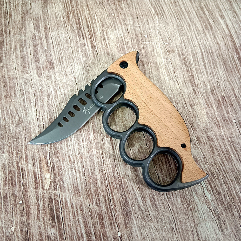 Stainless Steel Wood Handle Outdoor EDC Knife